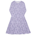 Nerdy Lilac Anime Bunnies Long Sleeve Midi Dress