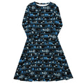 Nerdy Purrrfect Library Long Sleeve Midi Dress