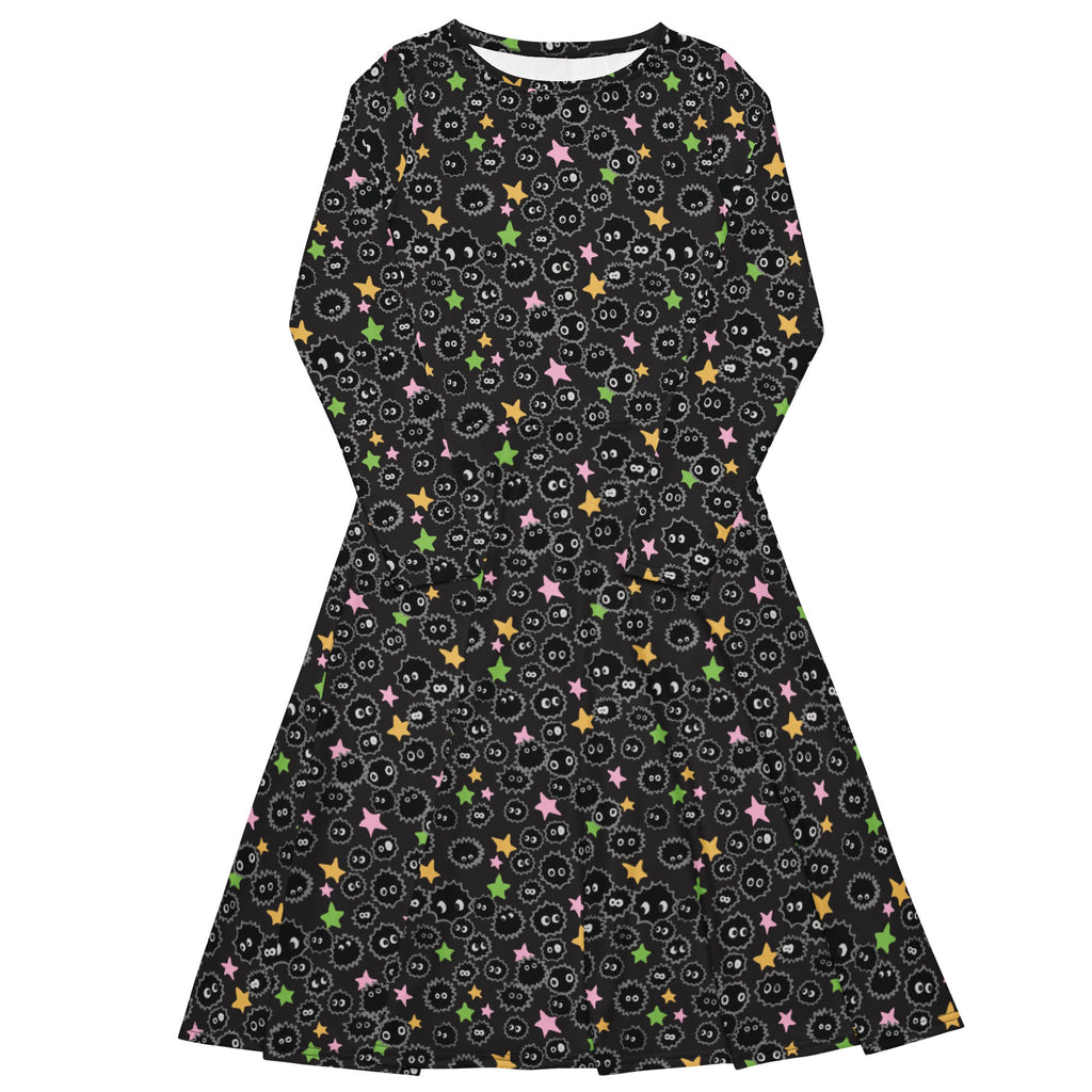 Nerdy Sootsprites Anime Long Sleeve Midi Dress