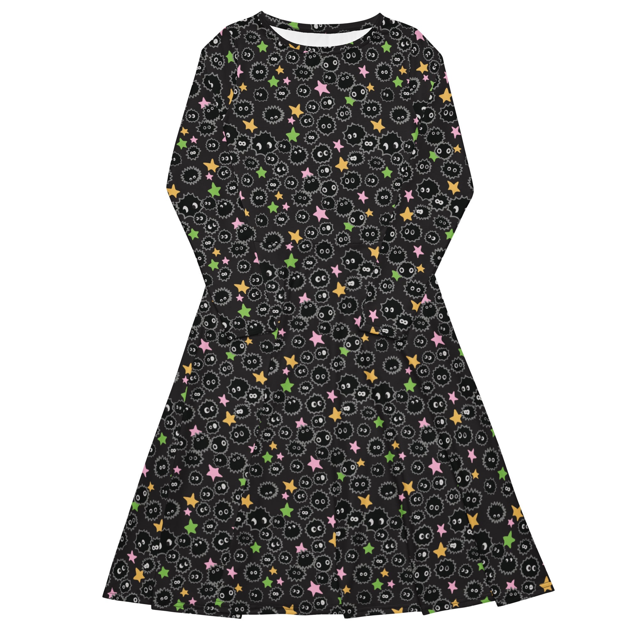 Nerdy Sootsprites Anime Long Sleeve Midi Dress
