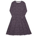 Nerdy Bones and Flowers Purple Long Sleeve Midi Dress