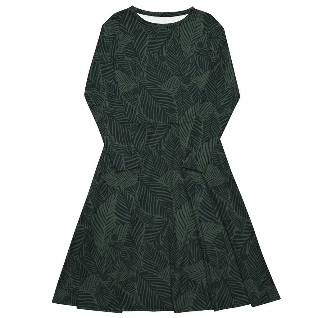 Nerdy Tropical Dnd Dice Long Sleeve Midi Dress