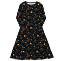 Nerdy A Starry Galaxy Outer Space Long Sleeve Midi Dress