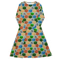 Nerdy Hexagon Tile Board Game Long Sleeve Midi Dress