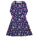 Nerdy Tabletop RPG Weapons Items Purple Blue Dnd Long Sleeve Midi Dress
