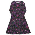 Nerdy Hawaiian Blooms Space Long Sleeve Midi Dress