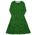 Nerdy Mad Science Lab Green Long Sleeve Midi Dress