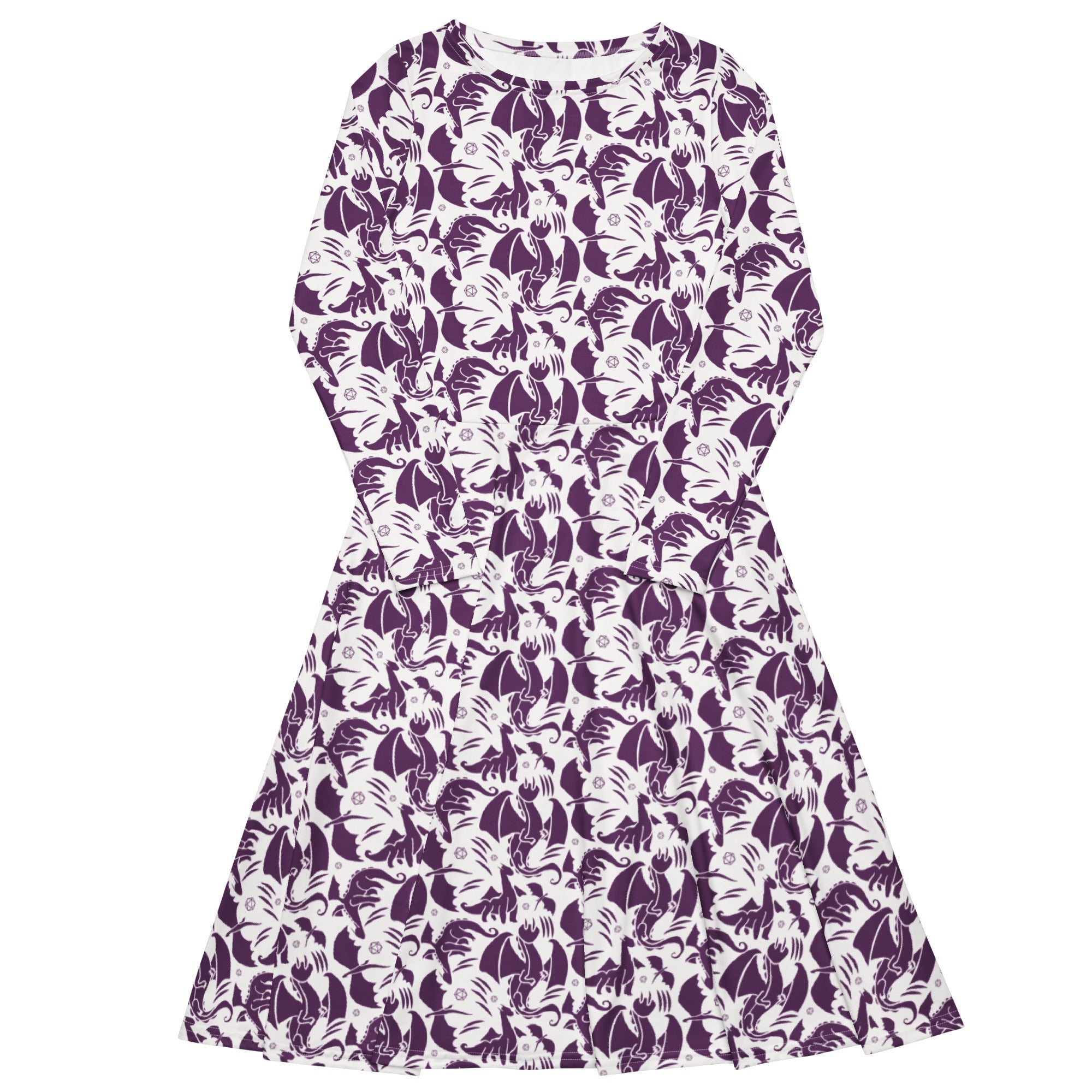 Nerdy Dnd Purple Dragons Long Sleeve Midi Dress