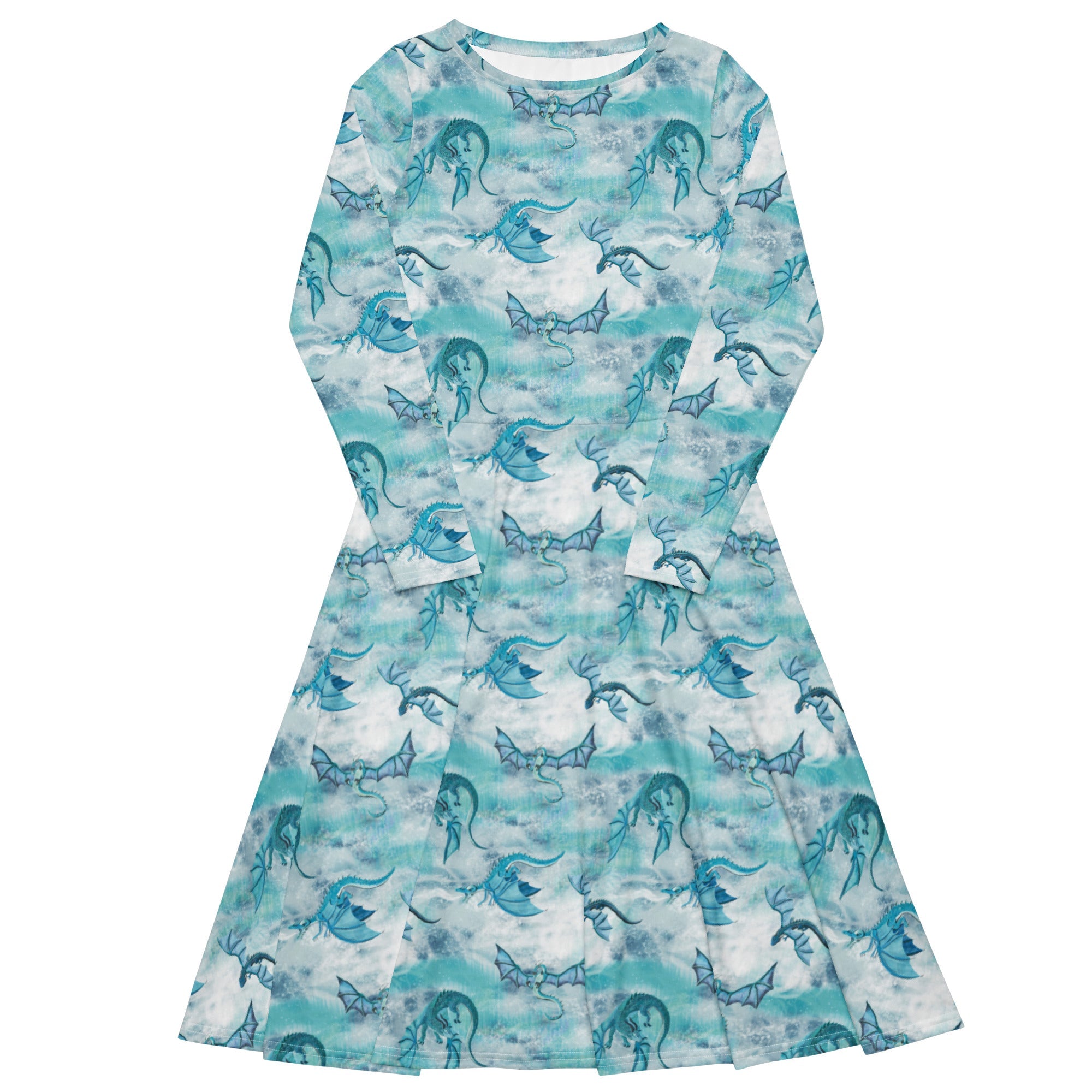 Nerdy Frost Dragons Long Sleeve Midi Dress