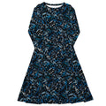 Nerdy Dotted Blue Musical Notes Black Long Sleeve Midi Dress