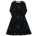 Nerdy Episodic Mystical Collection Black Long Sleeve Midi Dress