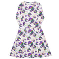 Nerdy Rainbow Dragons and Unicorns Long Sleeve Midi Dress