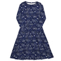 Nerdy Star Cats Long Sleeve Midi Dress