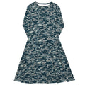 Military Fighter Jet Navy Camo Blue Long Sleeve Midi Dress 1