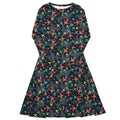 Multi Colored Airplanes on Blue Long Sleeve Midi Dress 1