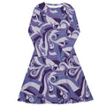 Dnd Dice Swirls Purple Long Sleeve Midi Dress 1
