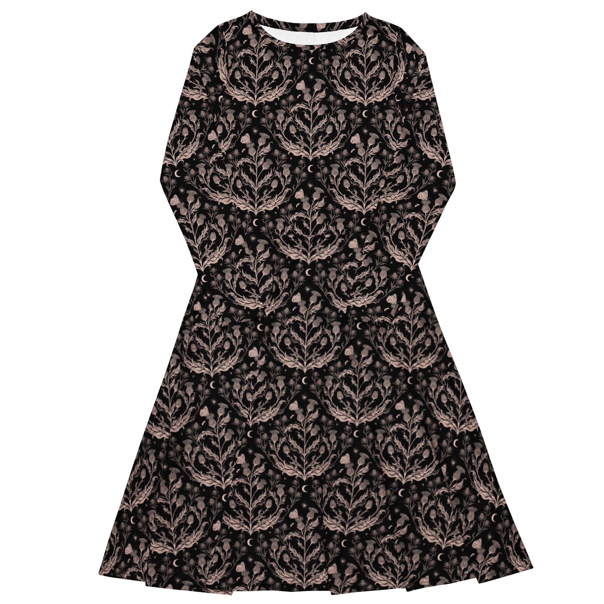 Episodic Thistle Home Black White Long Sleeve Midi Dress 1