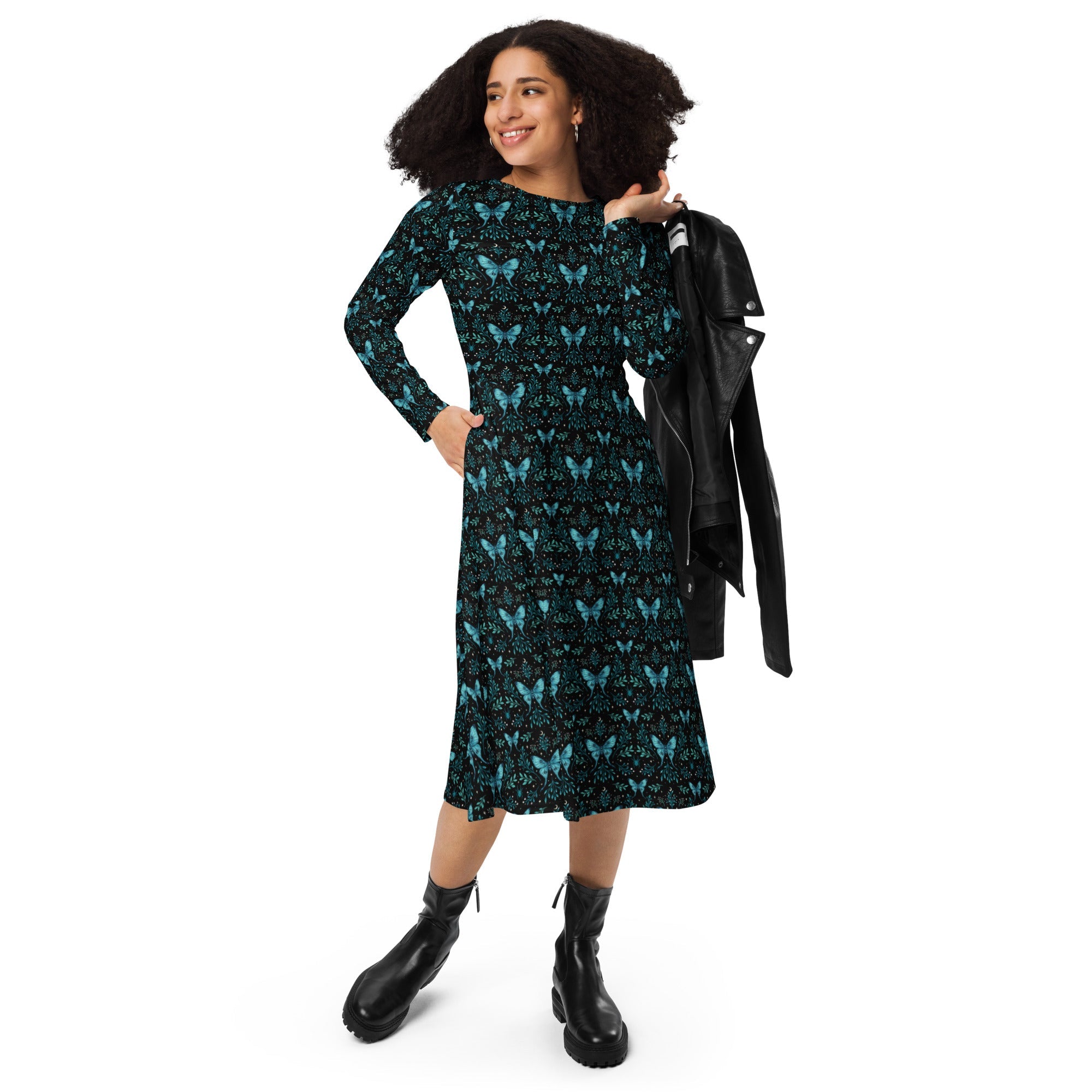 Episodic Mystical Butterfly Long Sleeve Midi Dress 4