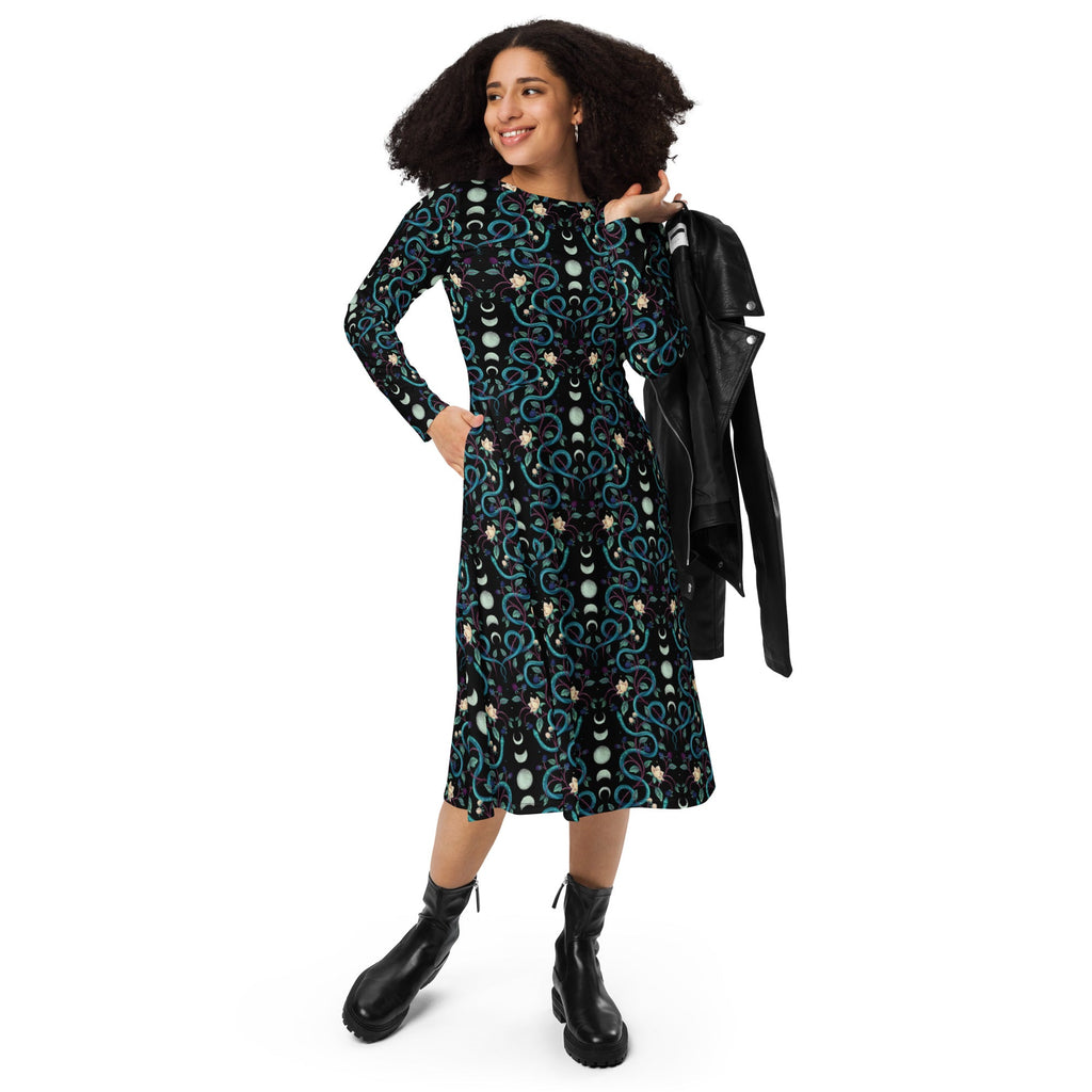 Episodic Serpent Moon Long Sleeve Midi Dress 4