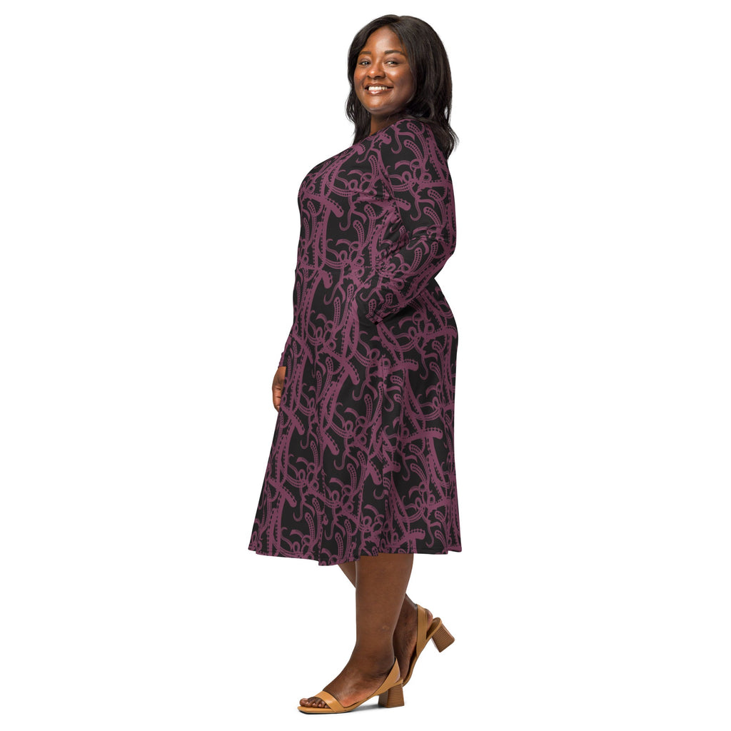 Nerdy Tentacles of Cthulhu Long Sleeve Midi Dress
