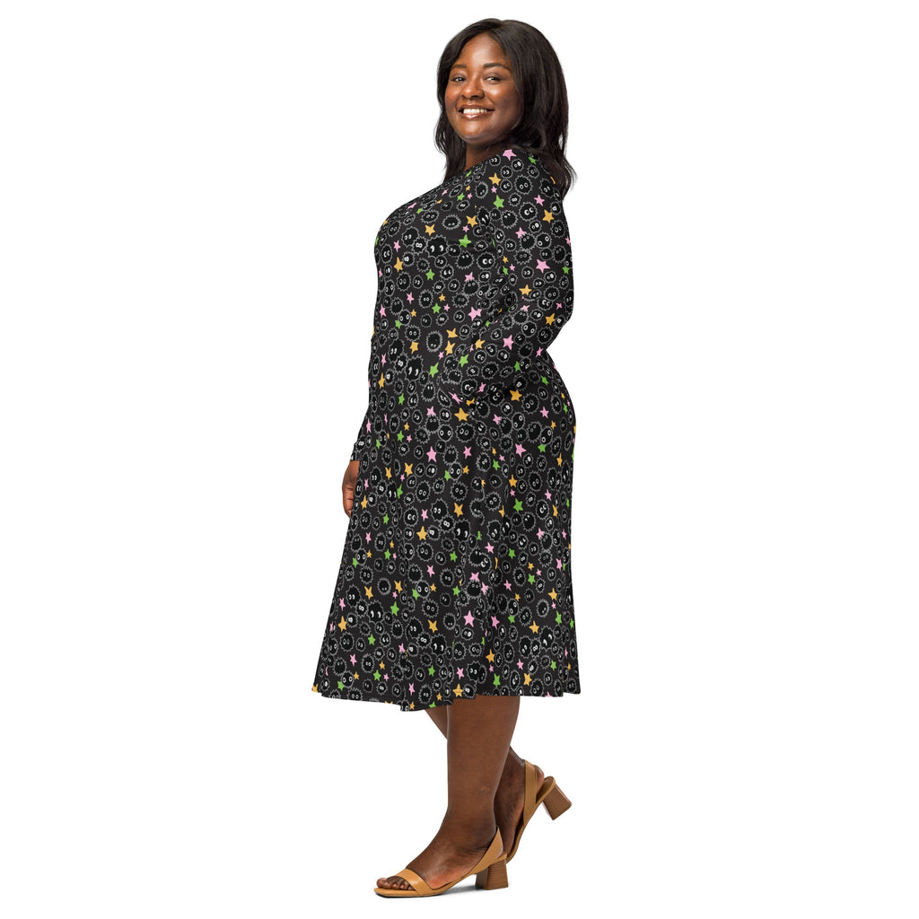 Nerdy Sootsprites Anime Long Sleeve Midi Dress