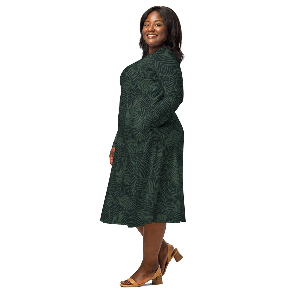 Nerdy Tropical Dnd Dice Long Sleeve Midi Dress