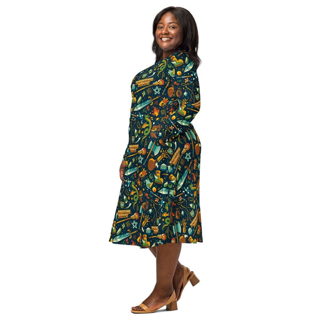 Nerdy Dungeon Daddy Long Sleeve Midi Dress