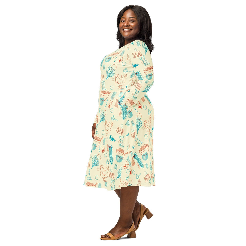 Ramen Recipe Japanese Long Sleeve Midi Dress 2