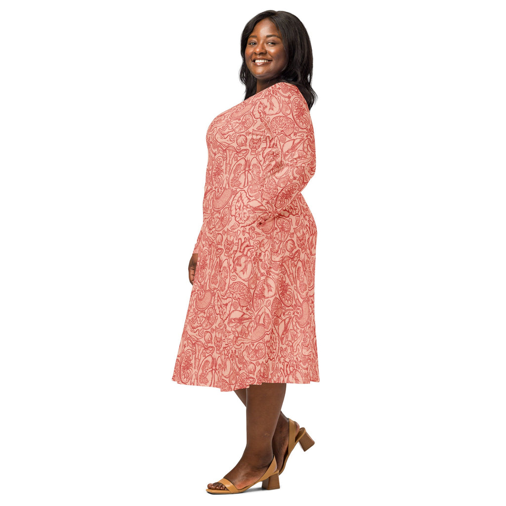 Human Anatomy Light Long Sleeve Midi Dress 2
