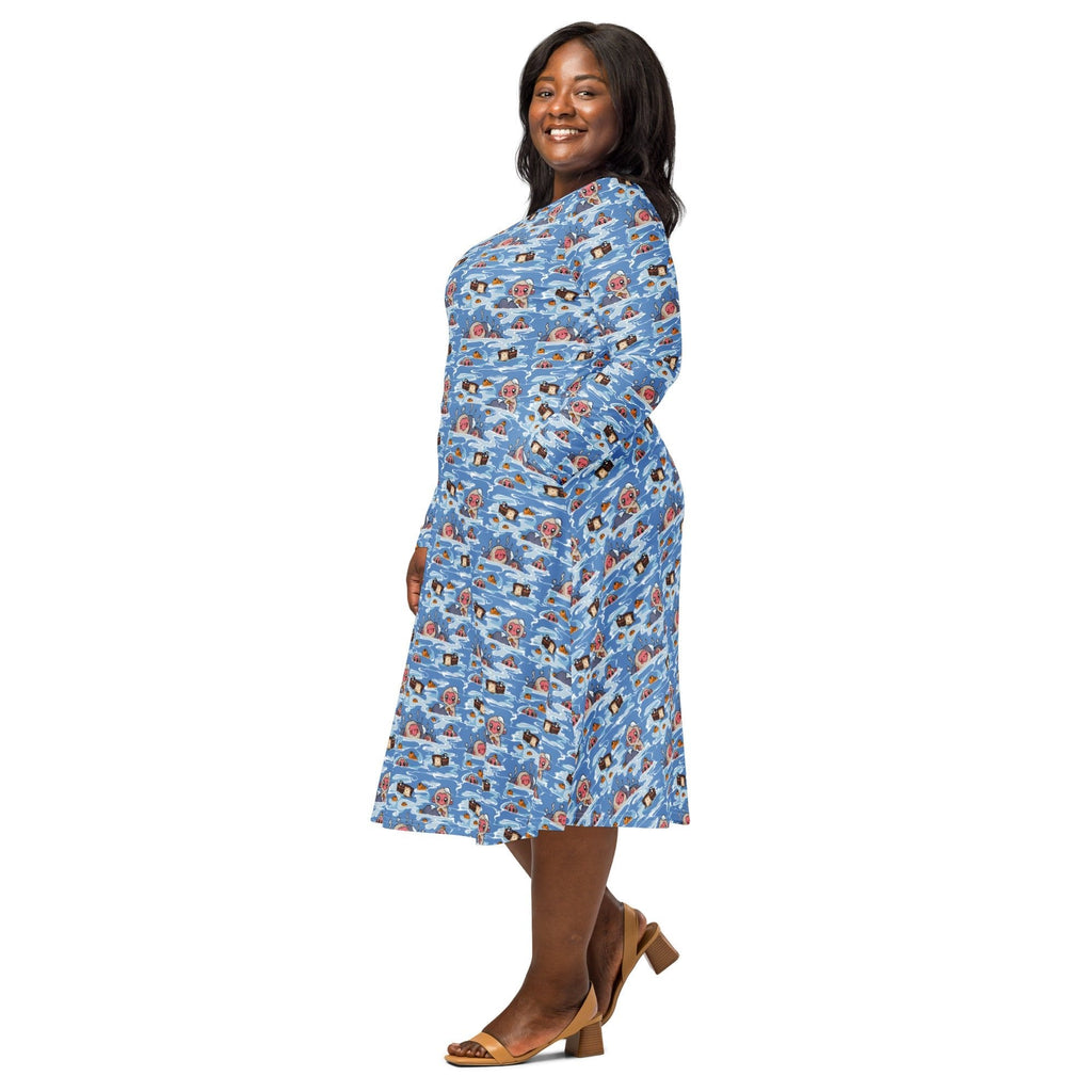 Onsen Snow Monkeys Long Sleeve Midi Dress 2
