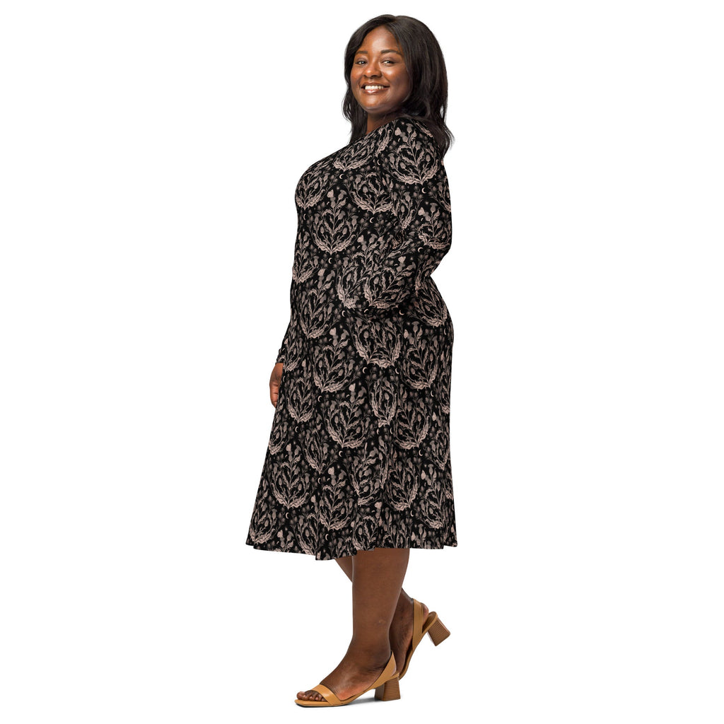 Episodic Thistle Home Black White Long Sleeve Midi Dress 2