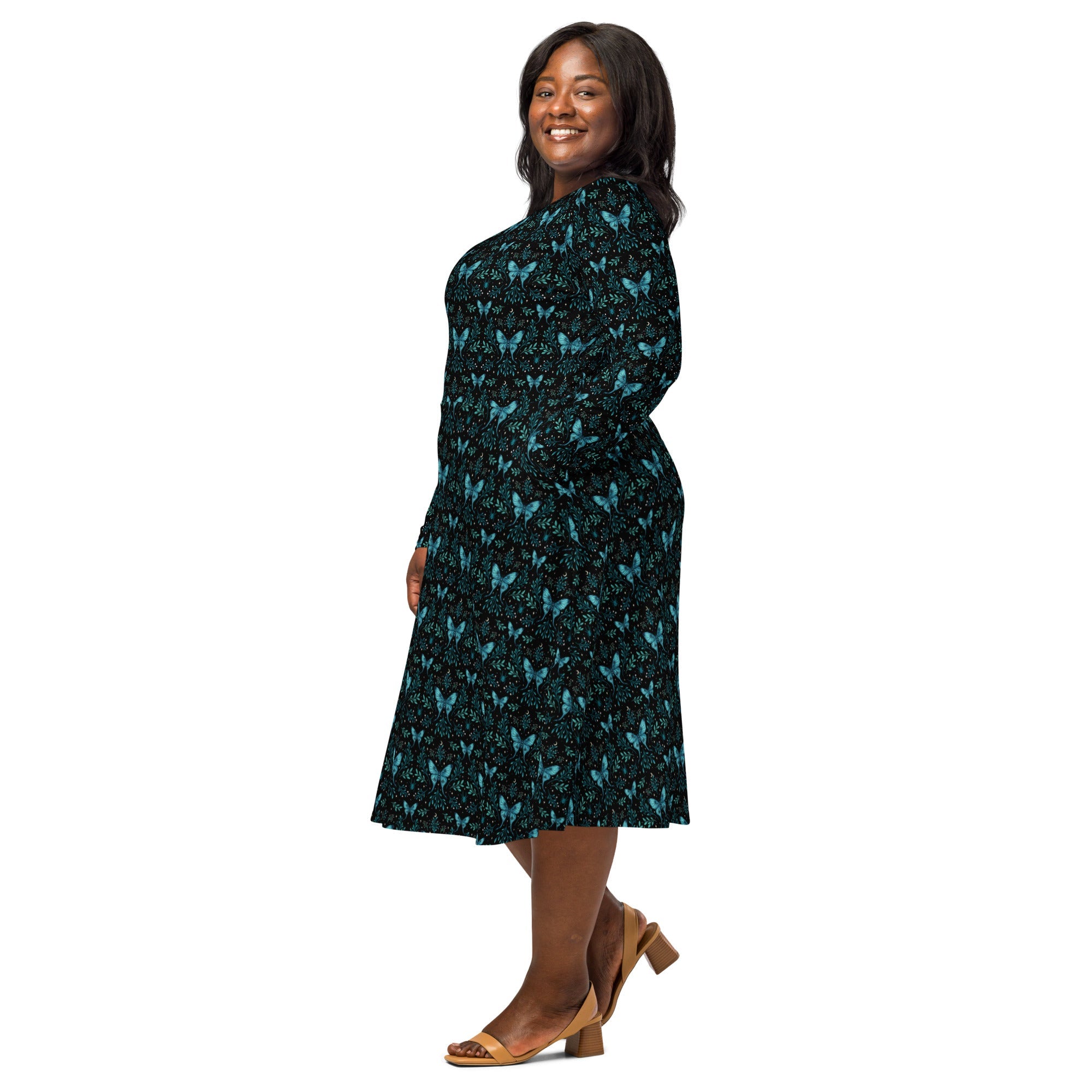 Episodic Mystical Butterfly Long Sleeve Midi Dress 2