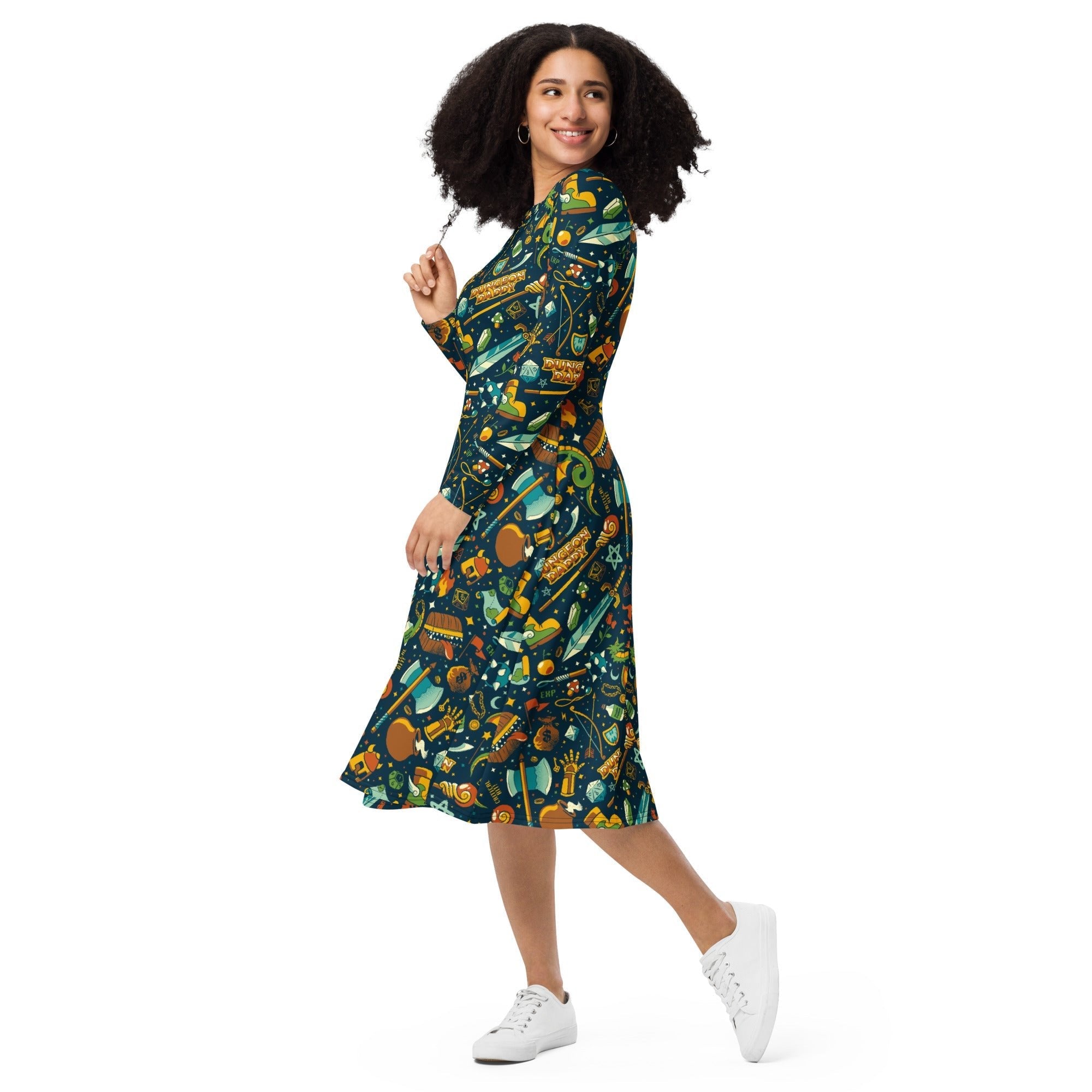 Nerdy Dungeon Daddy Long Sleeve Midi Dress
