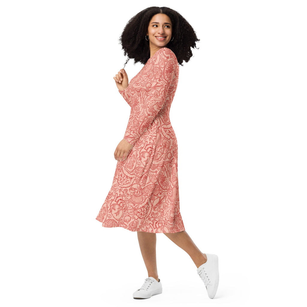 Human Anatomy Light Long Sleeve Midi Dress 3