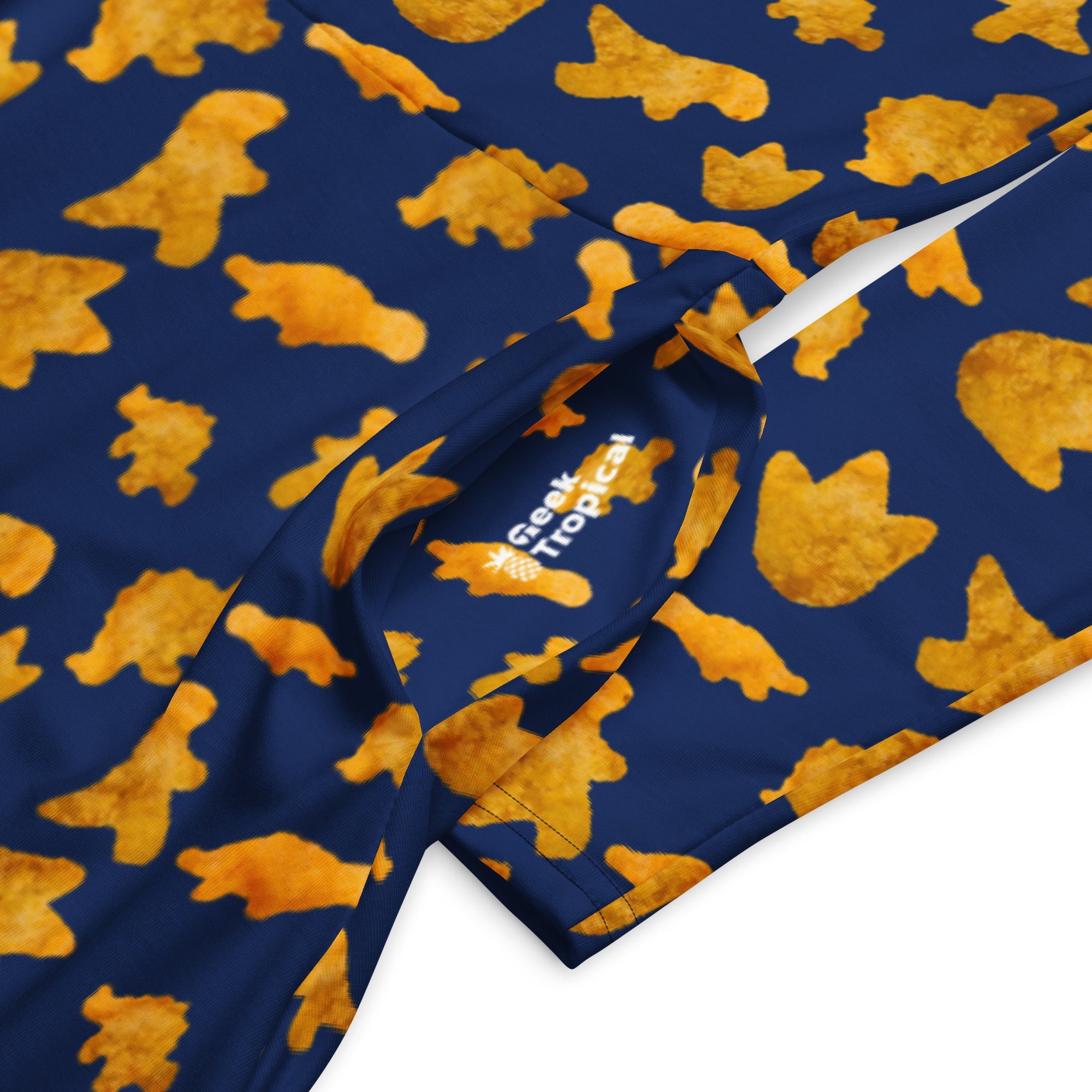 Nerdy Dinosaur Chicken Nuggets Blue Long Sleeve Midi Dress