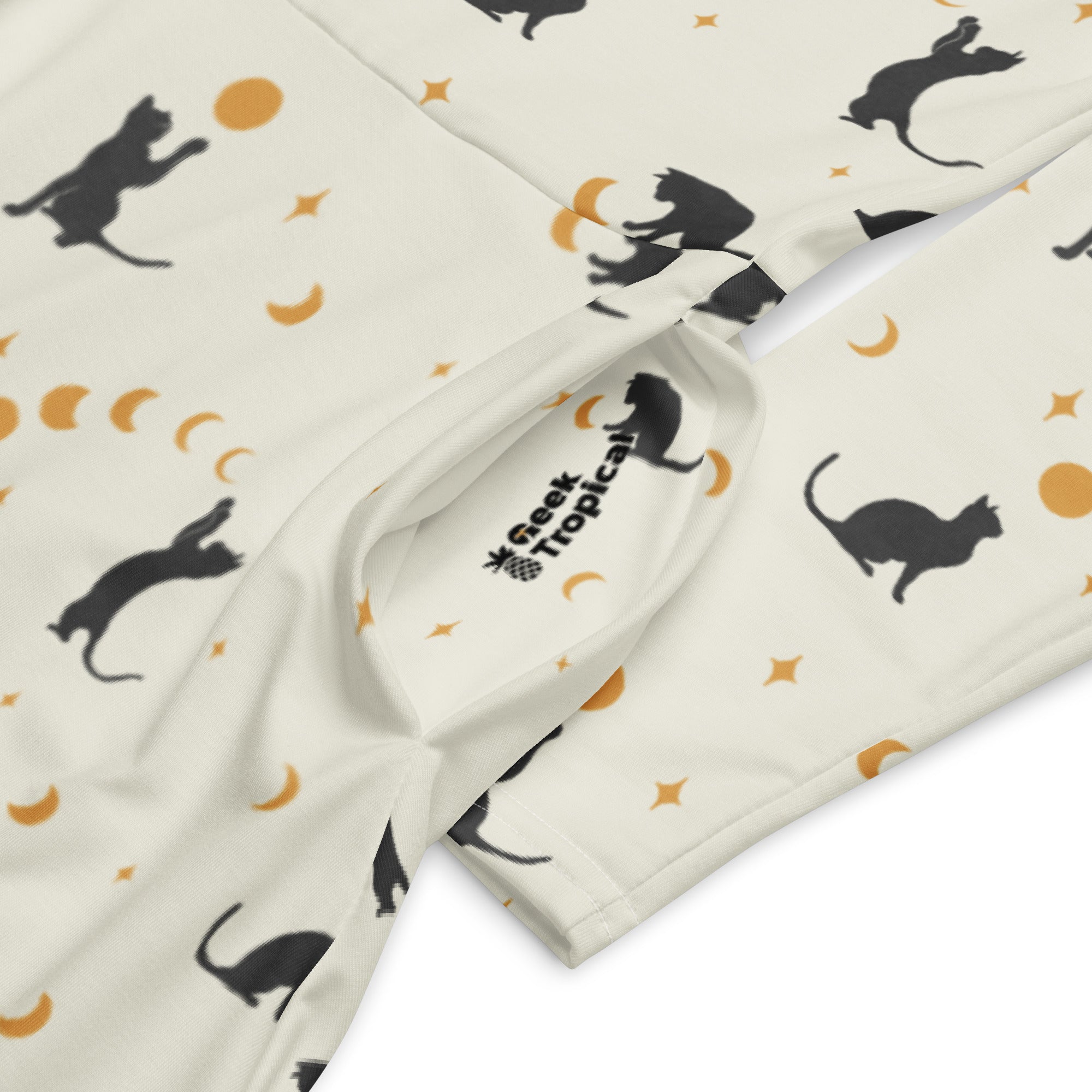 Nerdy Episodic Cat Catching the Moon Long Sleeve Midi Dress