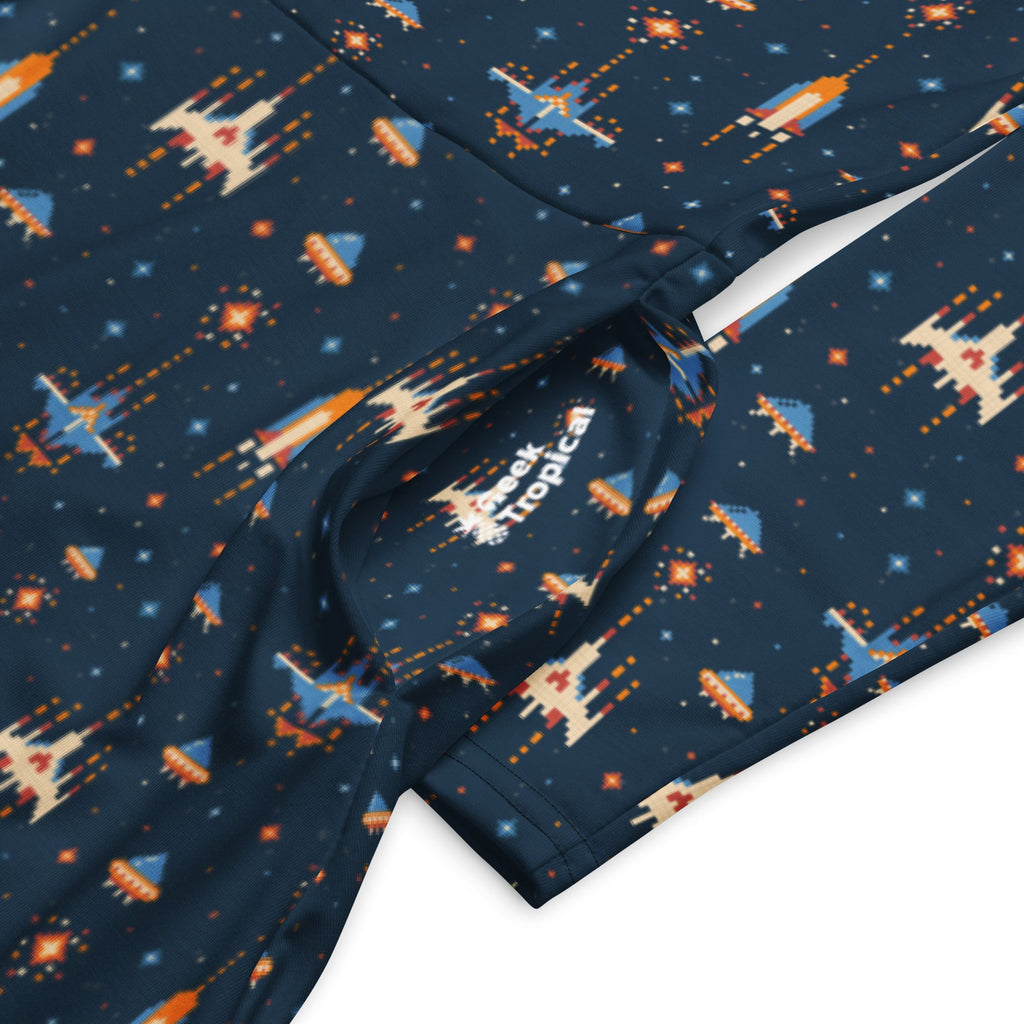 Nerdy Space Retro Arcade Long Sleeve Midi Dress