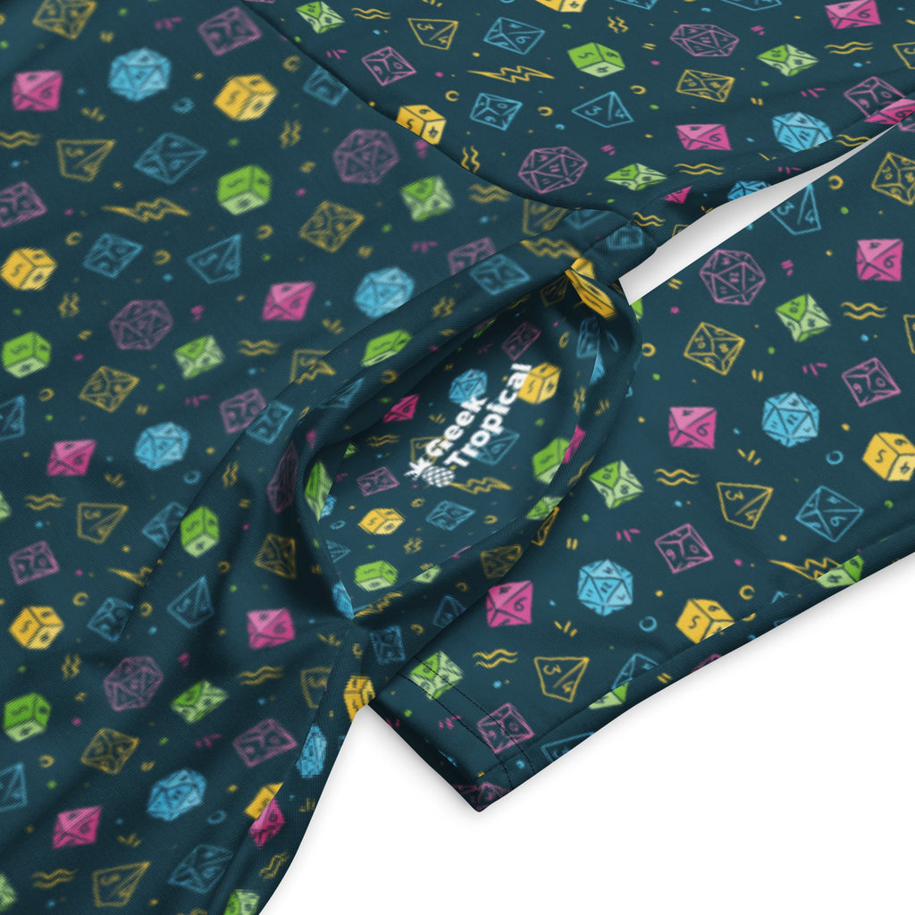 Nerdy Dnd RPG Dice Blue Long Sleeve Midi Dress