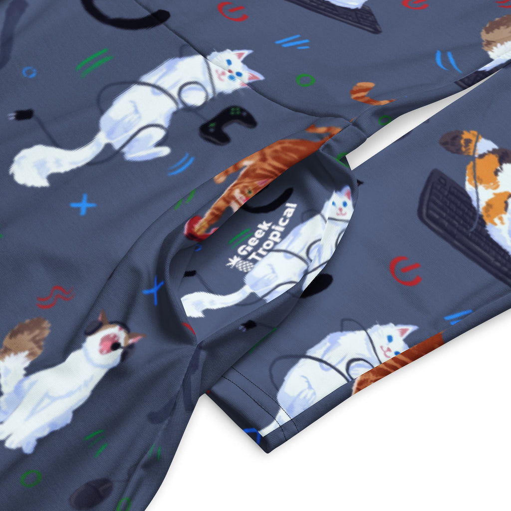 Nerdy Video Game Cats Light Long Sleeve Midi Dress