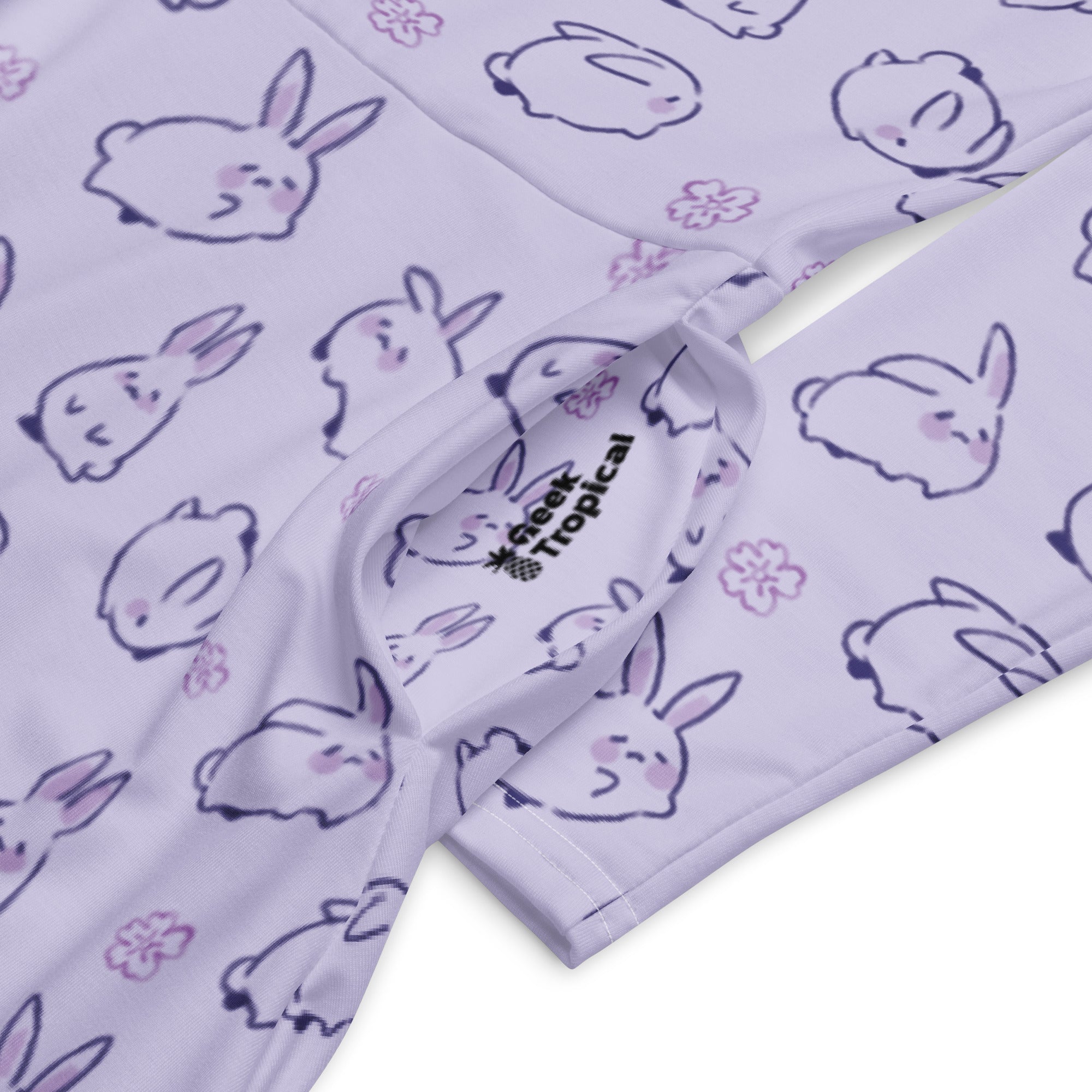 Nerdy Lilac Anime Bunnies Long Sleeve Midi Dress