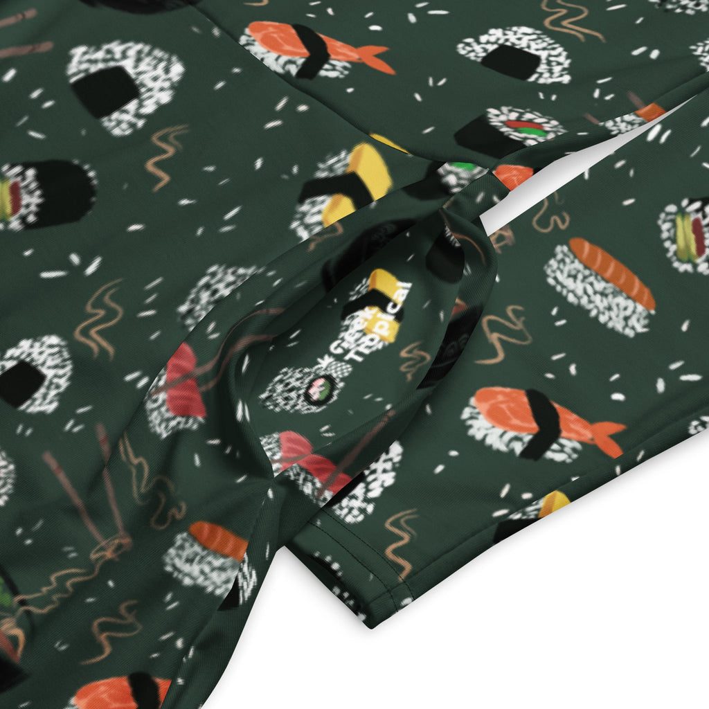 Nerdy Oishi Sushi Green Long Sleeve Midi Dress
