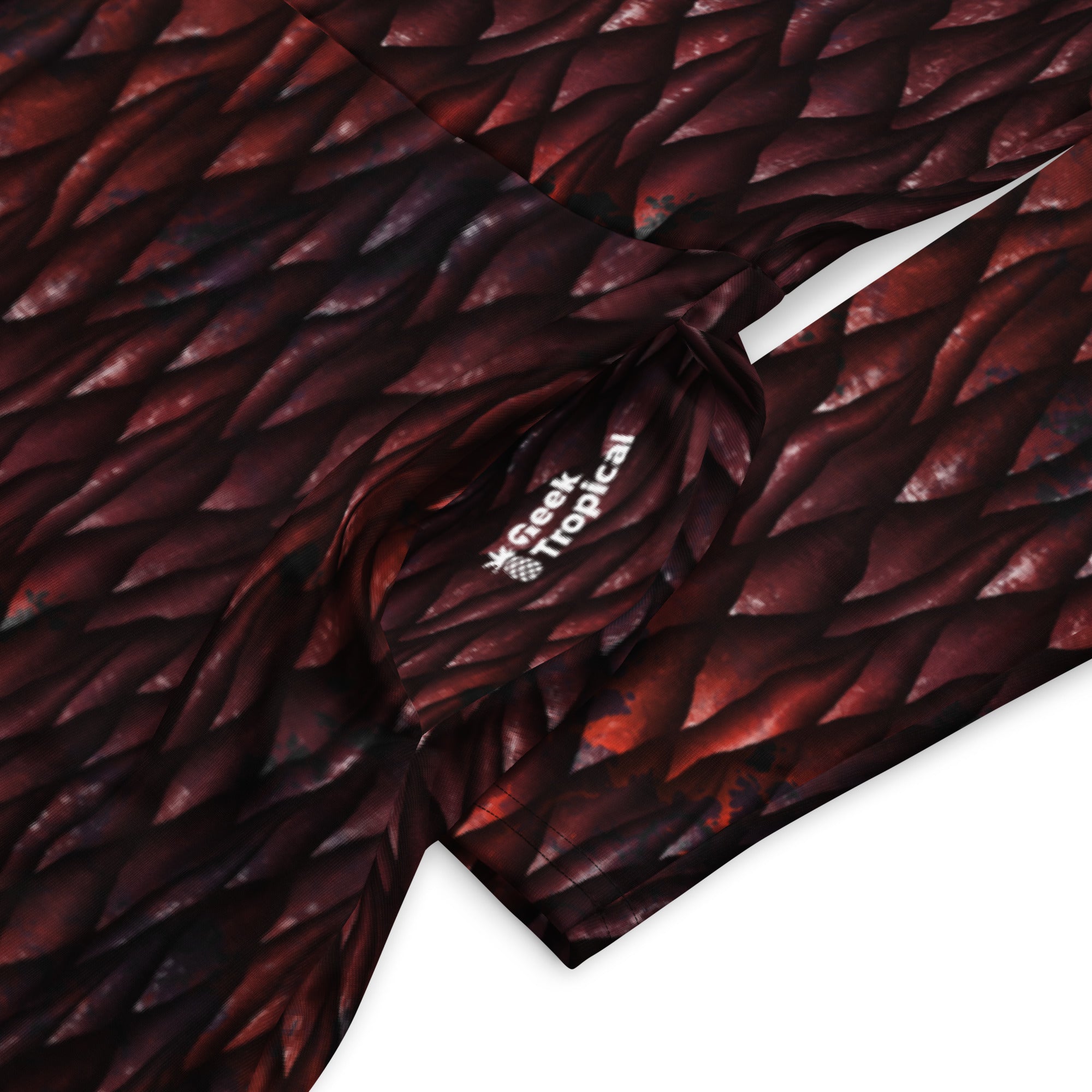 Nerdy Red Dragon Scales Dnd Long Sleeve Midi Dress