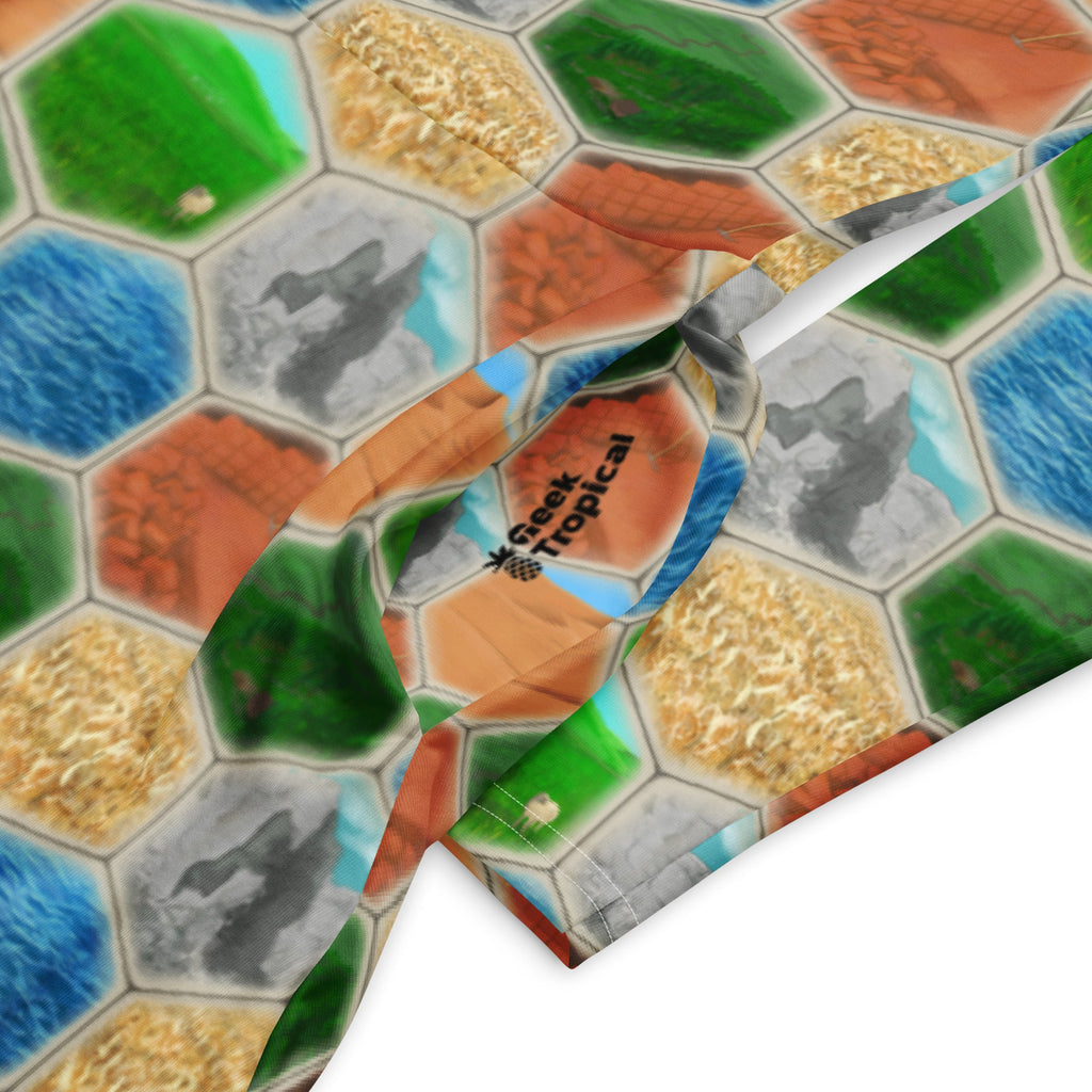 Nerdy Hexagon Tile Board Game Long Sleeve Midi Dress