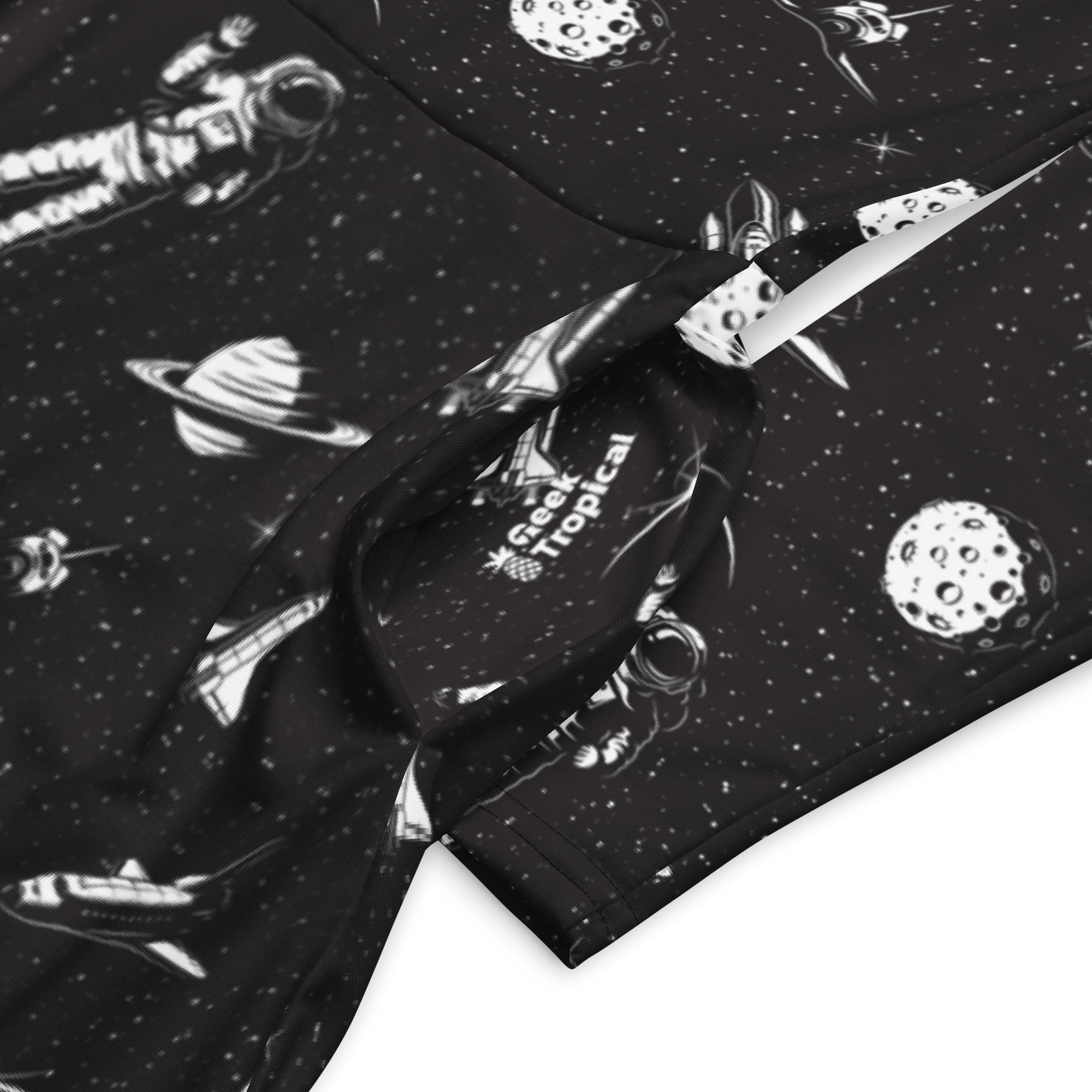 Nerdy Space Mission Black Outer Space Long Sleeve Midi Dress