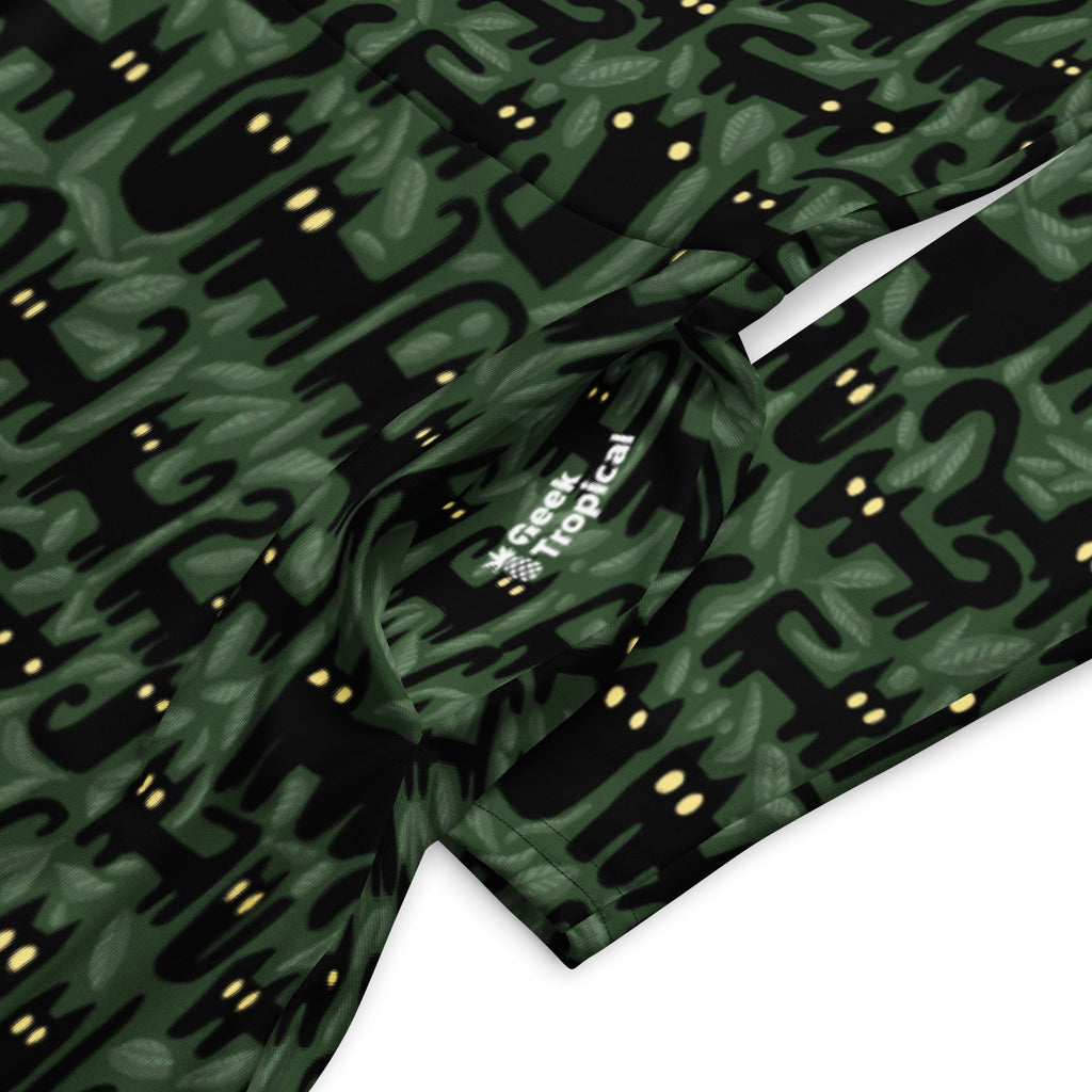 Nerdy Cats in the Leaves Long Sleeve Midi Dress
