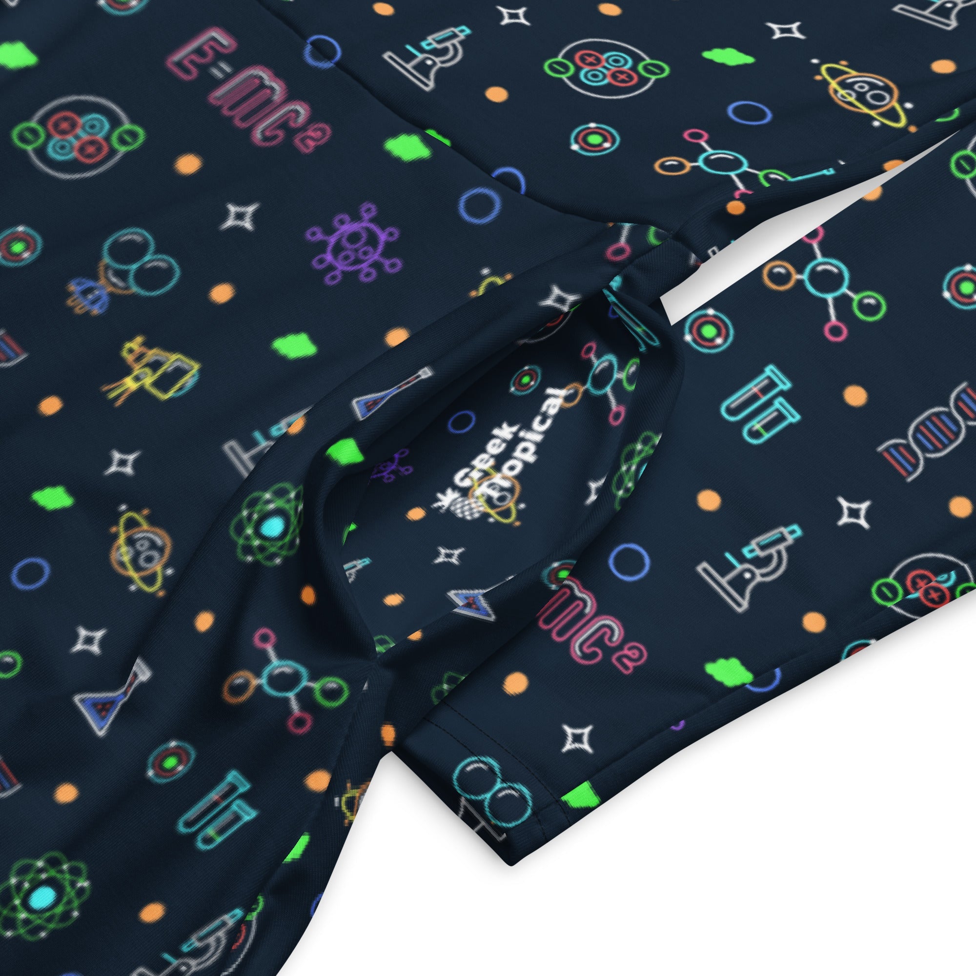 Nerdy Science DNA Molecules Dark Navy Long Sleeve Midi Dress