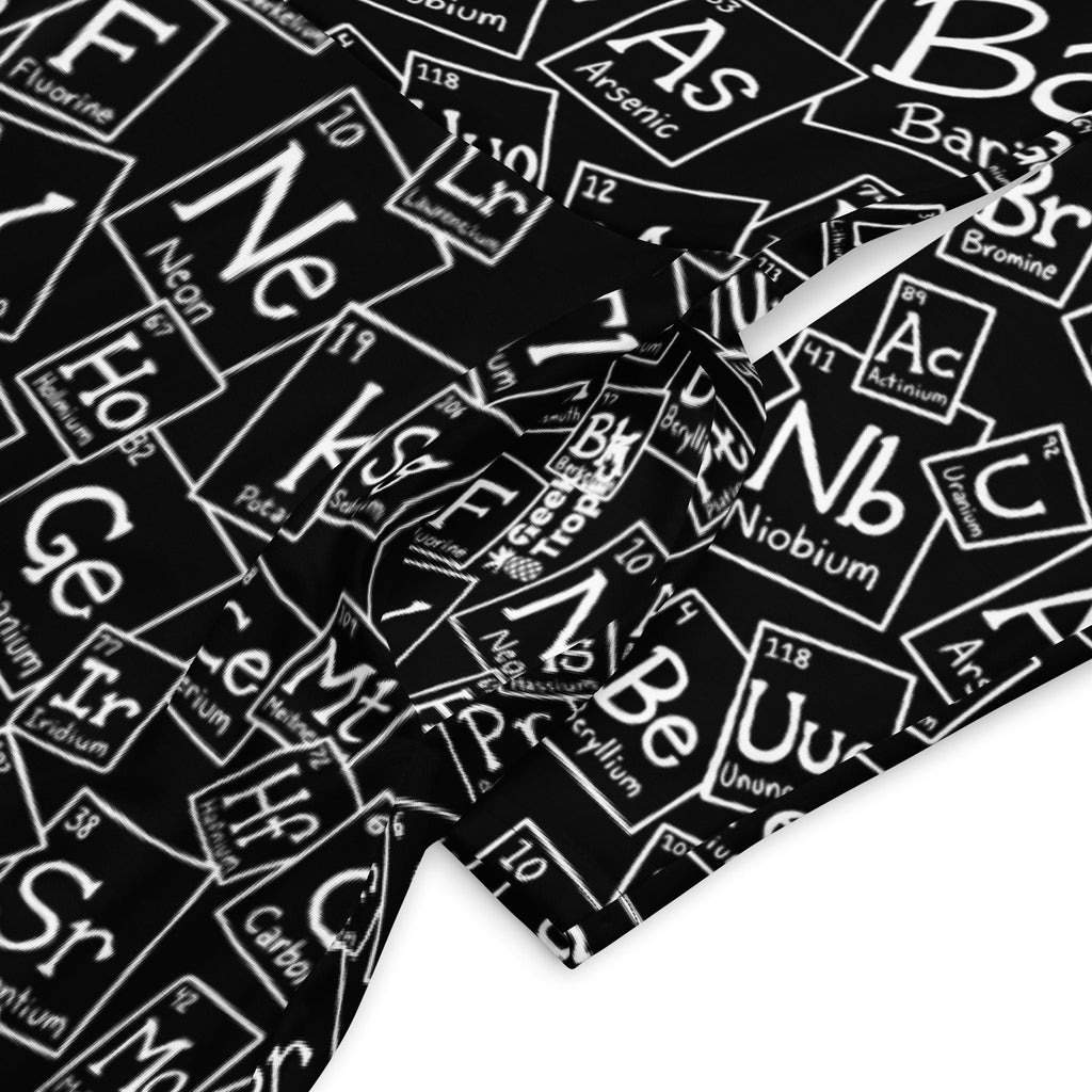 Nerdy Periodic Table BW Long Sleeve Midi Dress