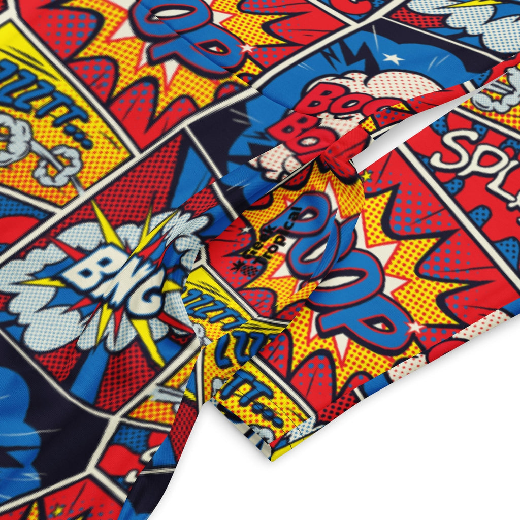 Nerdy Pop Art Comic Book Red Long Sleeve Midi Dress