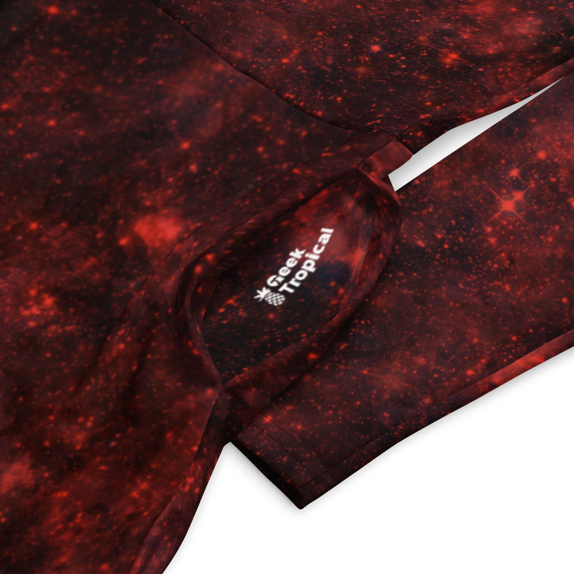 Nerdy Red Nebula Space Long Sleeve Midi Dress