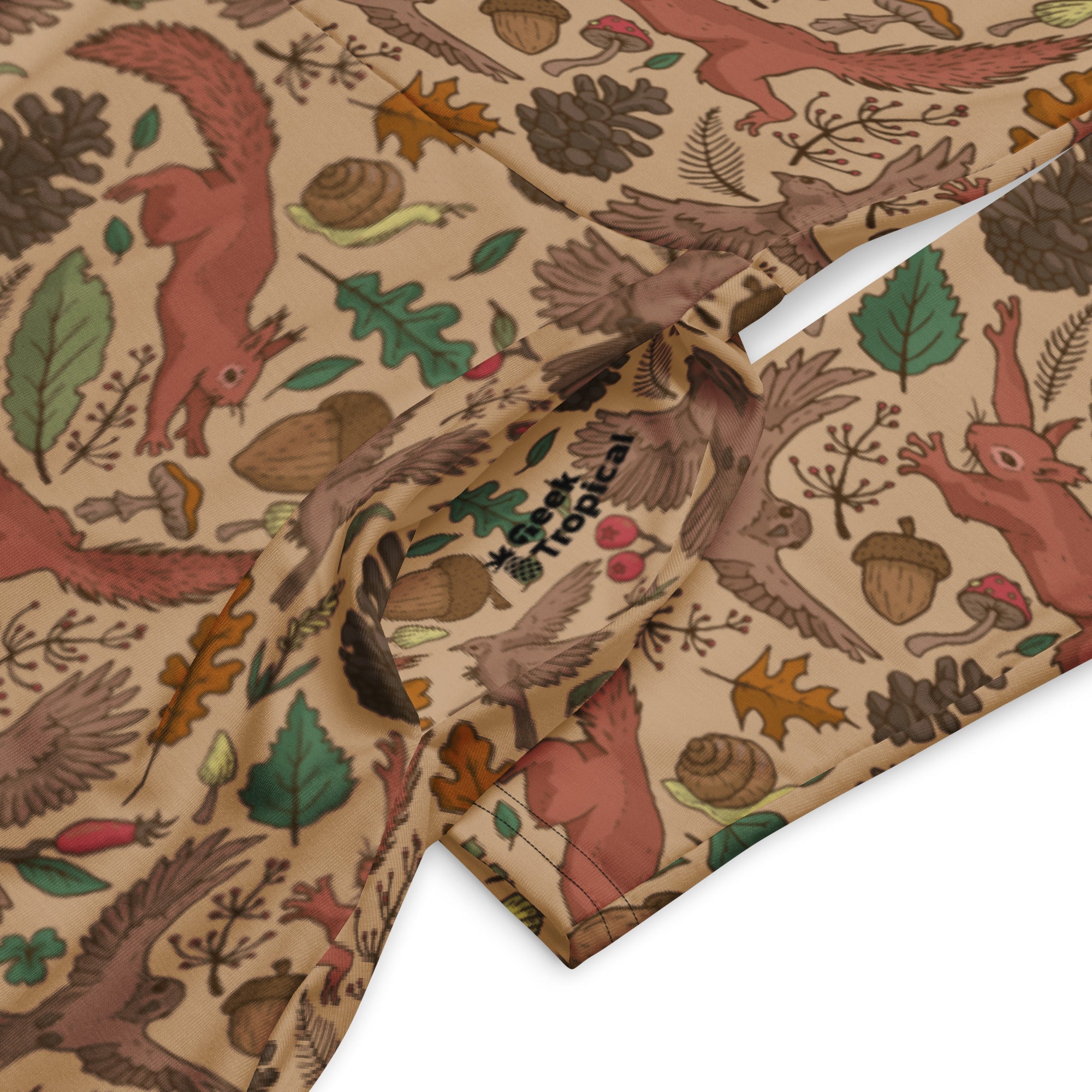 Nerdy Fall Squirrel Long Sleeve Midi Dress